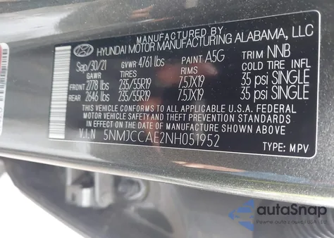 2022 Hyundai Tucson Sel from USA, damaged, VIN 5NMJCCAE2NH051952